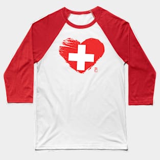 I love my country. I love Switzerland. I am a patriot. In my heart, there is always the flag of Switzerland Baseball T-Shirt